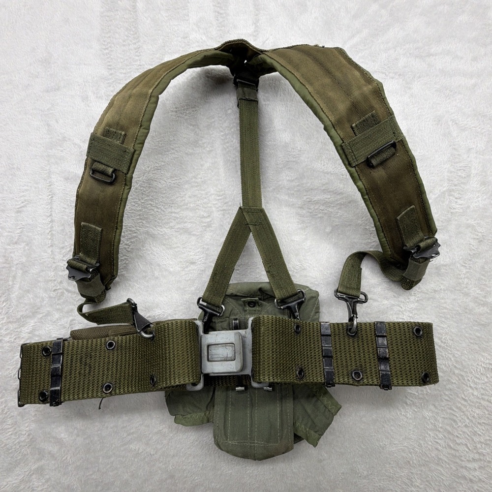 VINTAGE 1960s DLA 100 USGI ALICE WEB GEAR MLCE DAVIS BELT w/ SUSPENDERS & GEAR